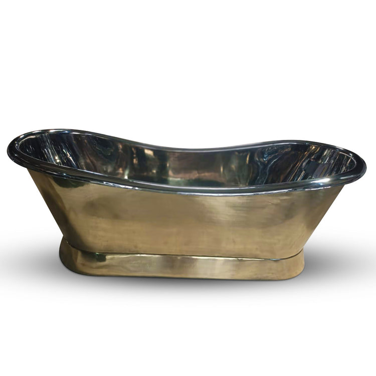 2000mm Slanting Base Brass Bathtub Nickel Interior