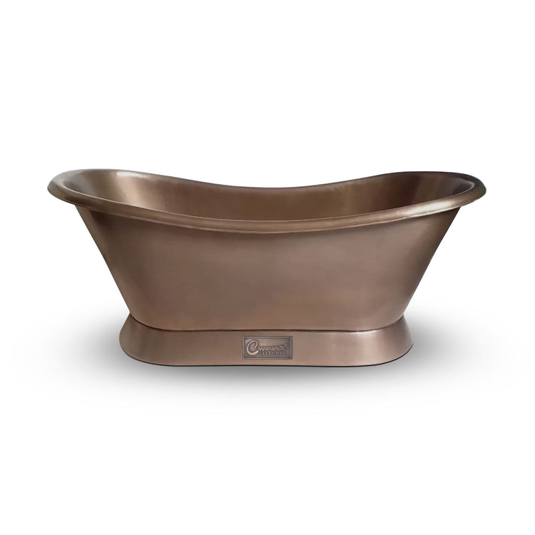 Slanting Base Copper Bathtub Plain Antique Finish