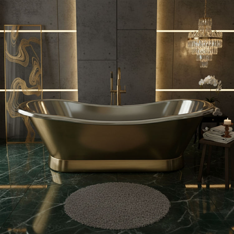 2000mm Slanting Base Brass Bathtub Nickel Interior (No Branding Plaque)