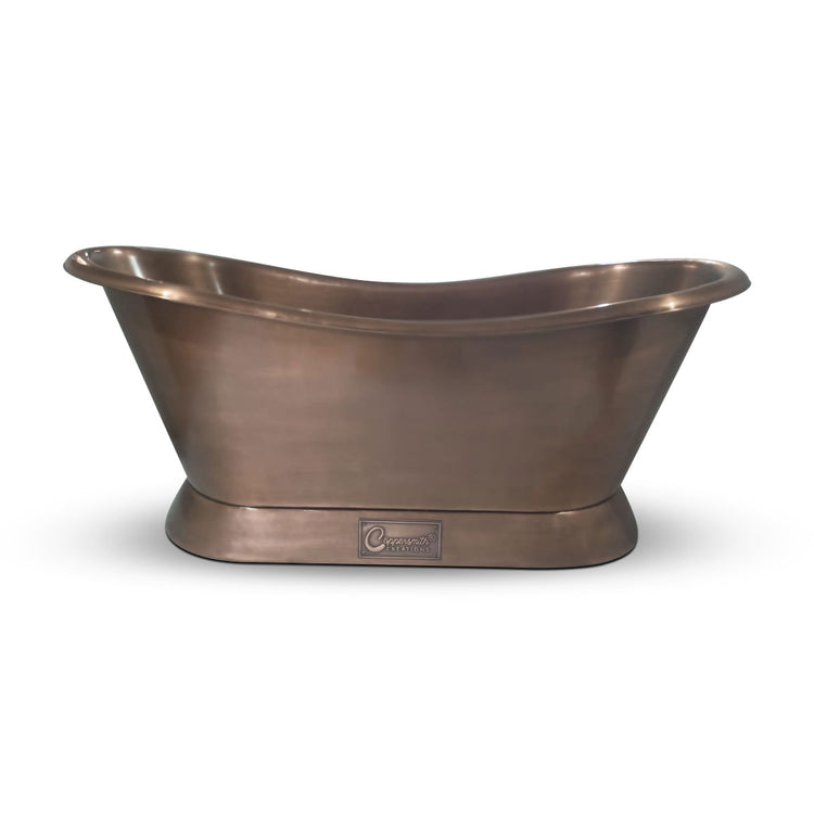 Slanting Base Copper Bathtub Plain Antique Finish