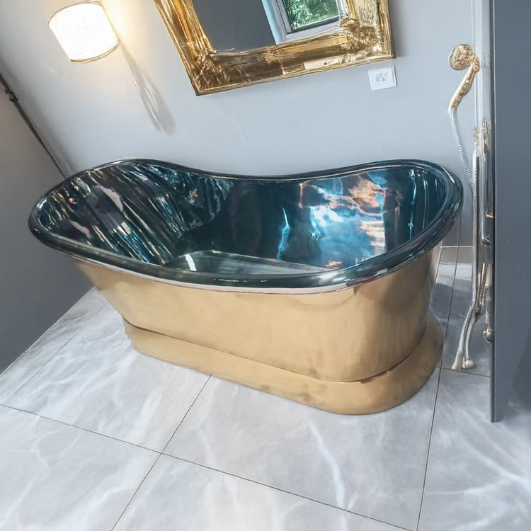 2000mm Slanting Base Brass Bathtub Nickel Interior