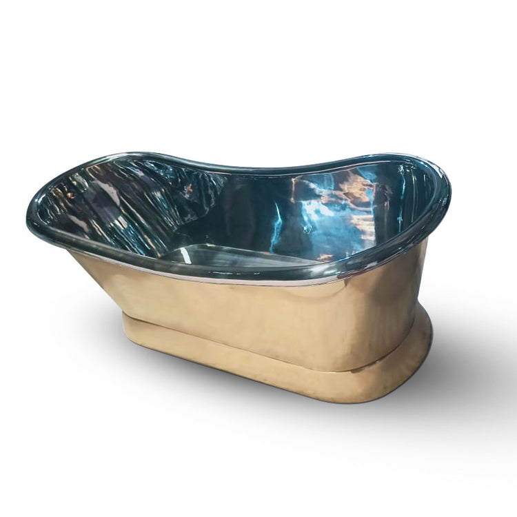 2000mm Slanting Base Brass Bathtub Nickel Interior