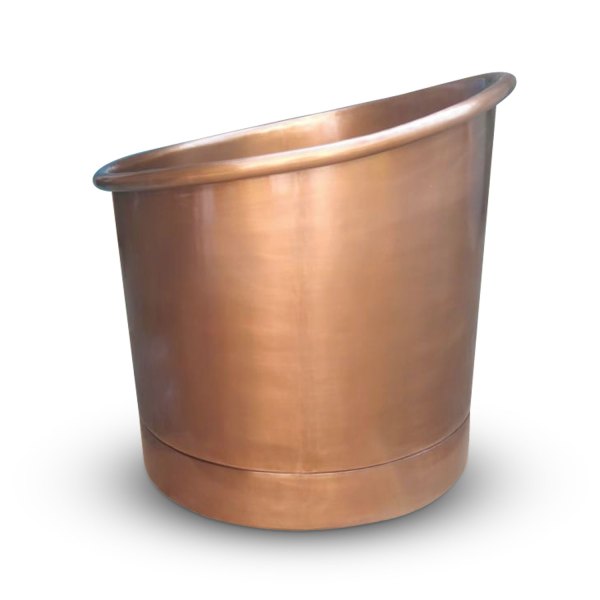 39-Inch Round Japanese Soaking Style Antique Finish Copper Bathtub