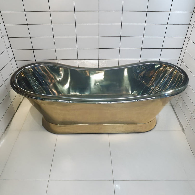 2000mm Slanting Base Brass Bathtub Nickel Interior