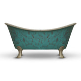 Clawfoot Copper Bathtub Verdigris Patina Exterior & Tin Interior Double Slipper