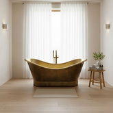 Roll Top Brass Bathtub Polished Interior & Antique Finish exterior