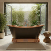 Slanting Base Copper Bathtub Copper Inside & on Base Black Outside