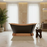 Slanting Base Copper Bathtub Copper Inside & on Base Black Outside