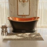 Slanting Base Copper Bathtub Full Black Exterior