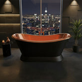 Slanting Base Copper Bathtub Full Black Exterior