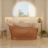 Smooth Single Slipper Pedestal Copper Bathtub