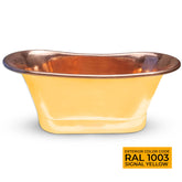 Straight Base Copper Bathtub Polished Copper Interior & RAL 1003 Signal Yellow Exterior