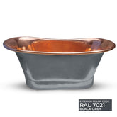 Straight Base Copper Bathtub Polished Copper Interior & RAL7021 Black Grey Exterior