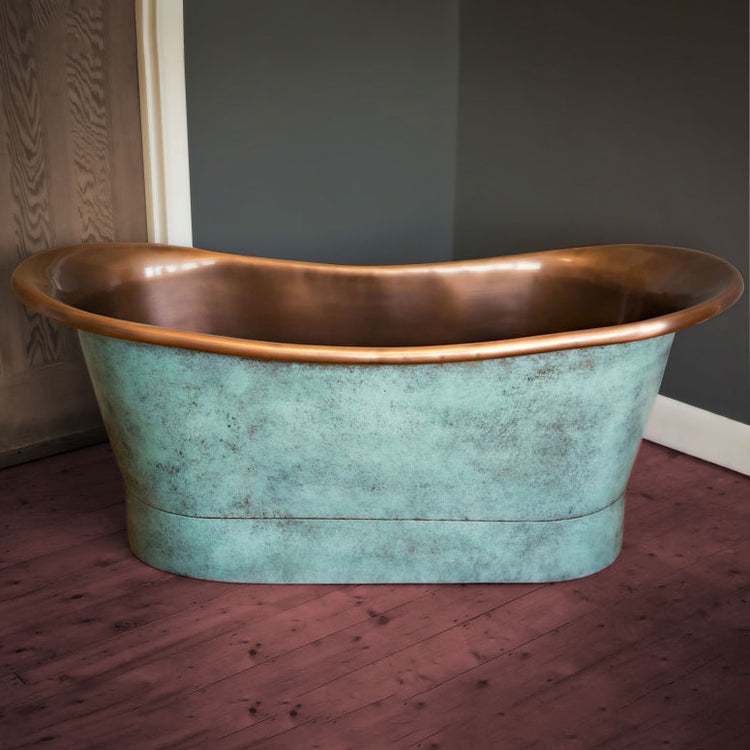 Copper Bathtub Copper Interior & Blue Green Patina Exterior Finish