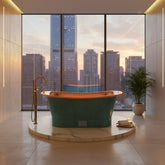 Straight Base Copper Bathtub Polish Copper Inside & Patina Exterior