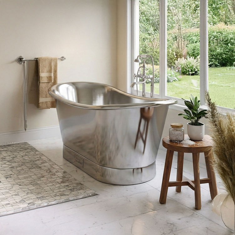 Straight Base Stainless Steel Bathtub Full Steel Finish