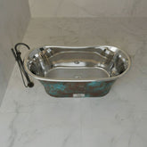 Straight Base Stainless Steel Bathtub Weathered Patina Exterior Finish
