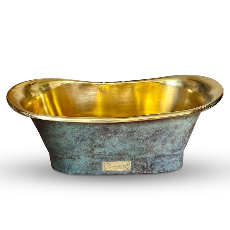 Straight Base Brass Bathtub Patina Exterior