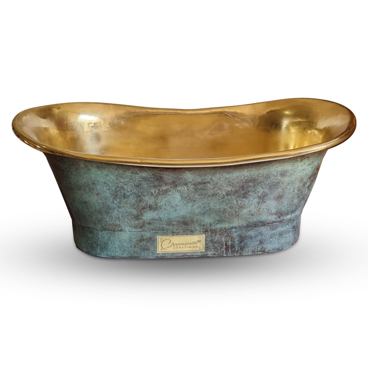 Straight Base Brass Bathtub Patina Exterior