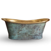 Straight Base Brass Bathtub Patina Exterior & Polished Brass Interior Finish