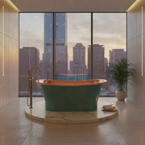 Straight Base Copper Bathtub Polish Copper Inside & Patina Exterior