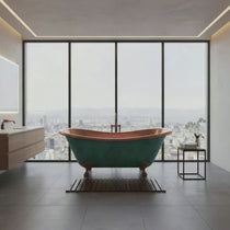 Clawfoot Copper Bathtub Plain Antique Finish Interior & Patina Exterior