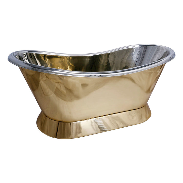 Slanting Base Brass Bathtub Nickel Interior