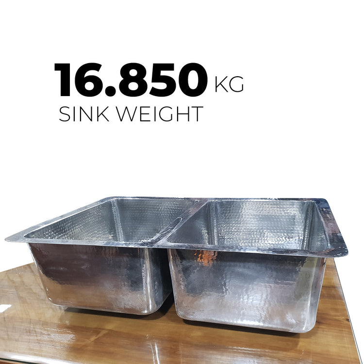 Stainless Steel Kitchen Sink Front Apron Hammered Double Bowl