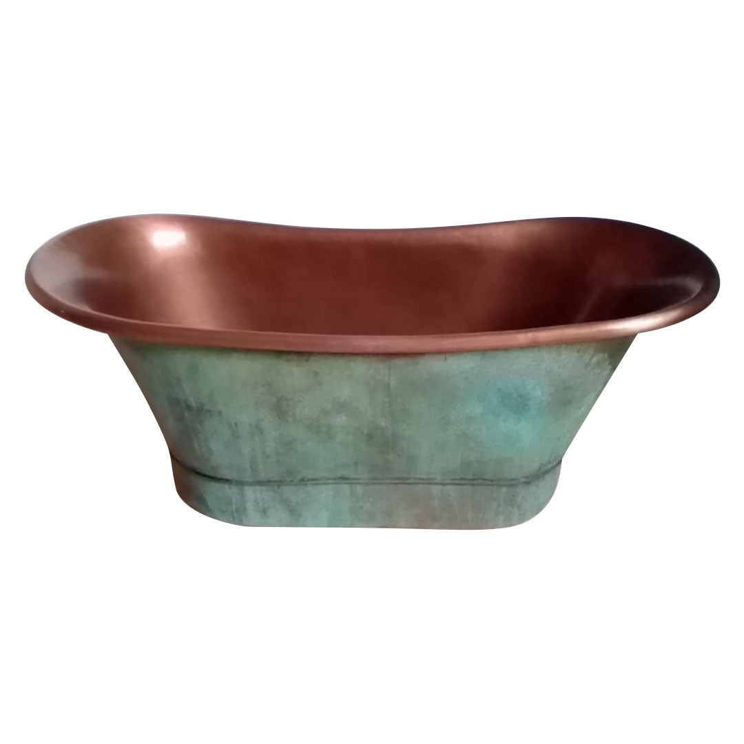 Copper Tub Style Sink Blue Green Patina Exterior Antique Copper Interior