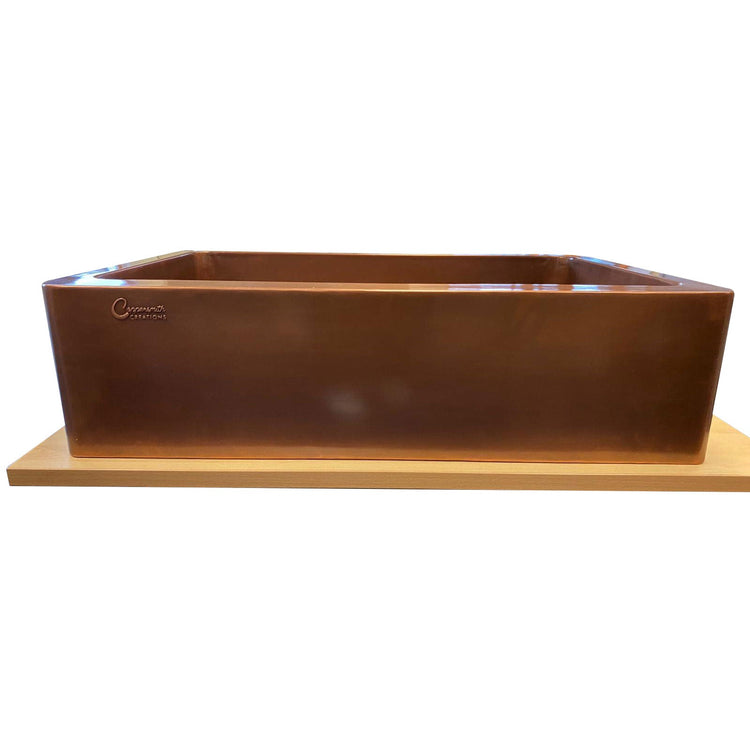 Single Bowl Smooth Front Apron Plain Antique Copper Kitchen Sink