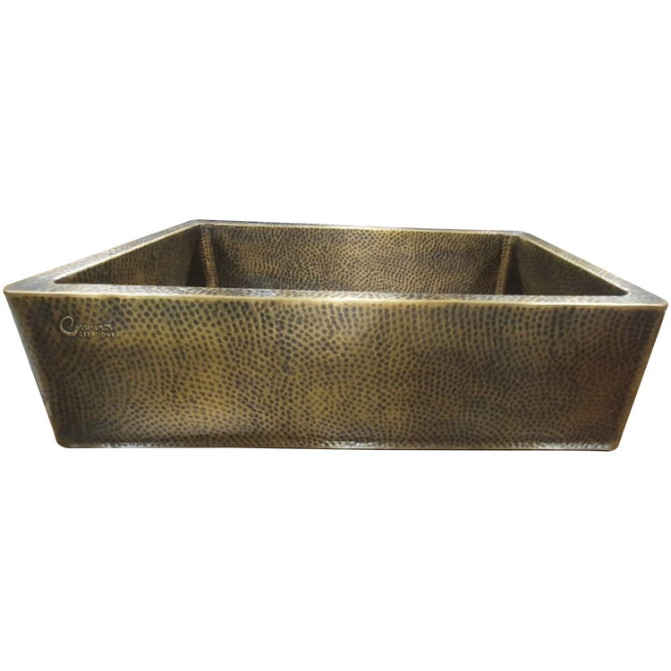 Single Bowl Hammered Front Apron Antique Brass Kitchen Sink