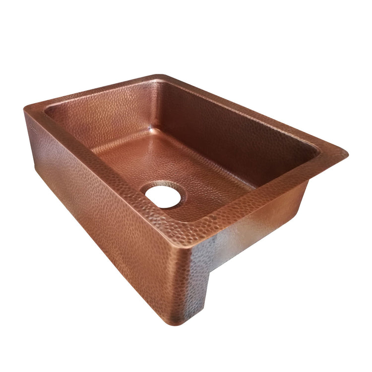Copper Sink Hammered Front Apron 23.50 x 17.50 x 8 inch