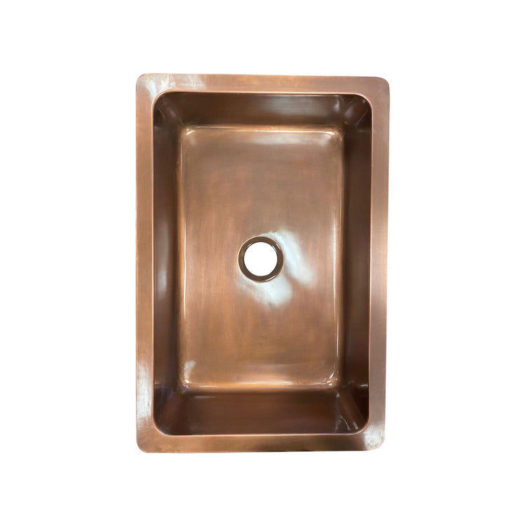 Single Bowl Smooth Front Apron Plain Antique Copper Kitchen Sink