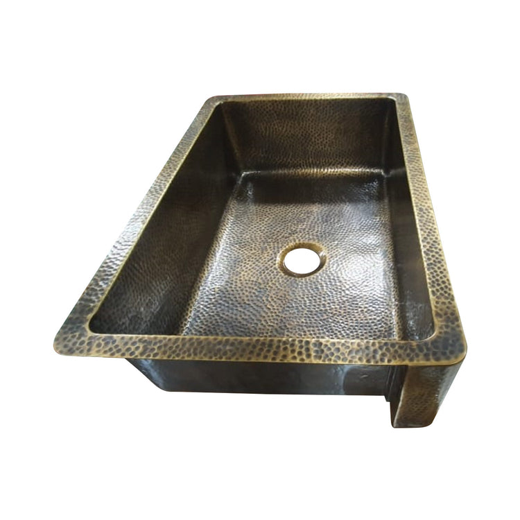 Single Bowl Hammered Front Apron Antique Brass Kitchen Sink