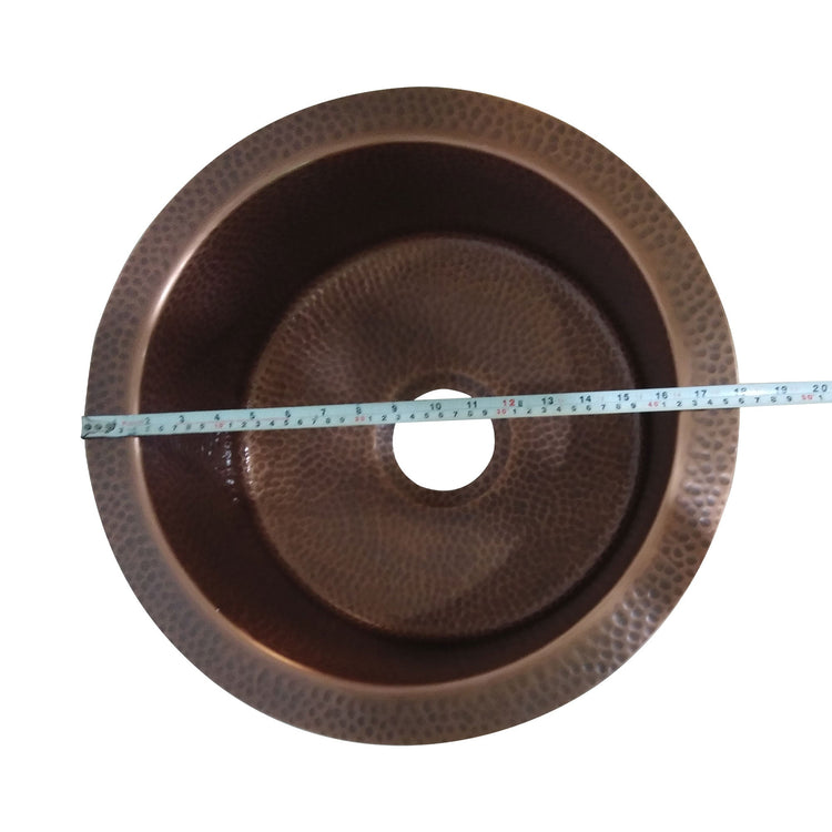 Round Copper Bar Sink 17 x 8 inch