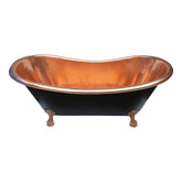 Hammered Clawfoot Copper Bathtub Copper Interior & Black Exterior