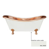 Clawfoot Copper Bathtub Matt White Powder Coated Outside