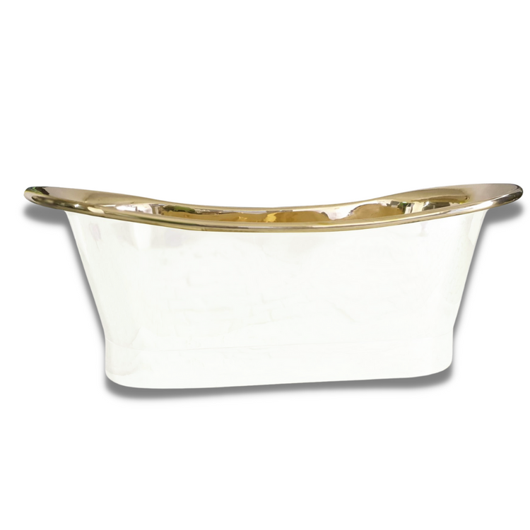 Brass Bathtub Polished Smooth Brass Inside & Matte White Outside