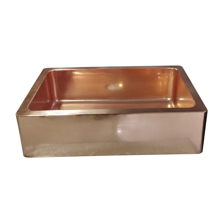 Single Bowl Copper Kitchen Sink Front Apron Smooth