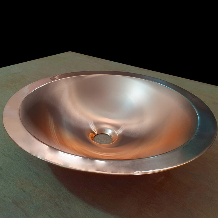 Round Copper Sink Polished 18 x 5