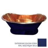 Slanting Base Copper Bathtub Copper Interior & RAL5022 Night Blue Exterior