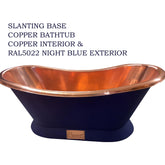 Slanting Base Copper Bathtub Copper Interior & RAL5022 Night Blue Exterior