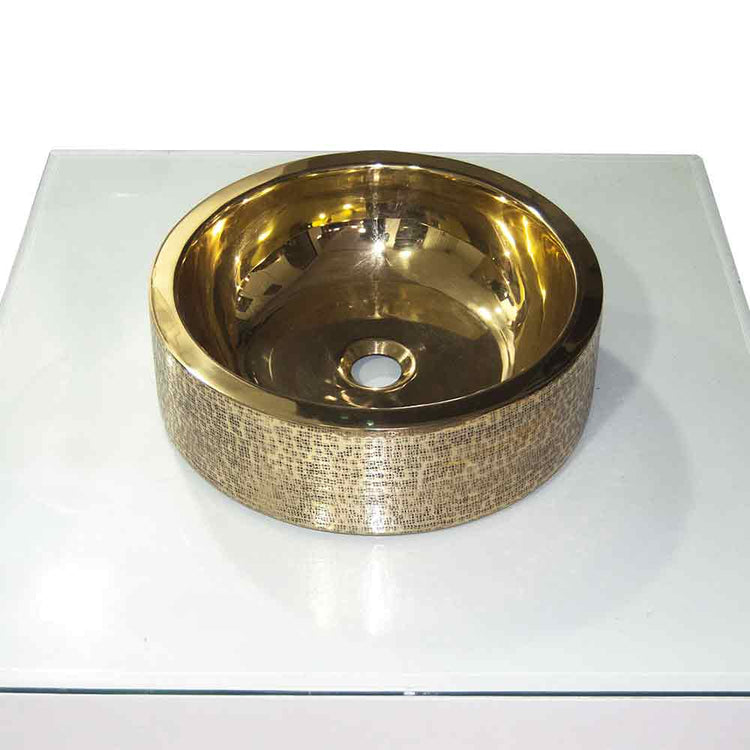 Brass Sink Pattern Exterior Double Wall Design - Coppersmith Creations