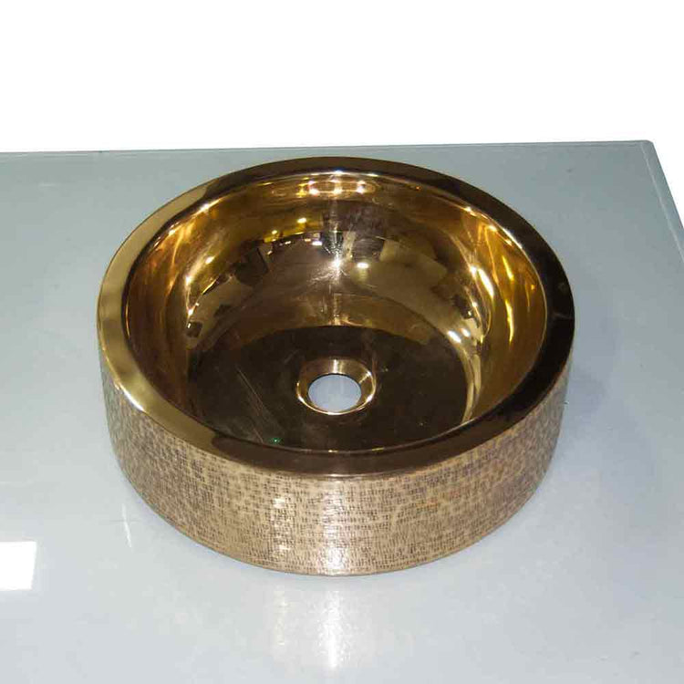 Brass Sink Pattern Exterior Double Wall Design - Coppersmith Creations