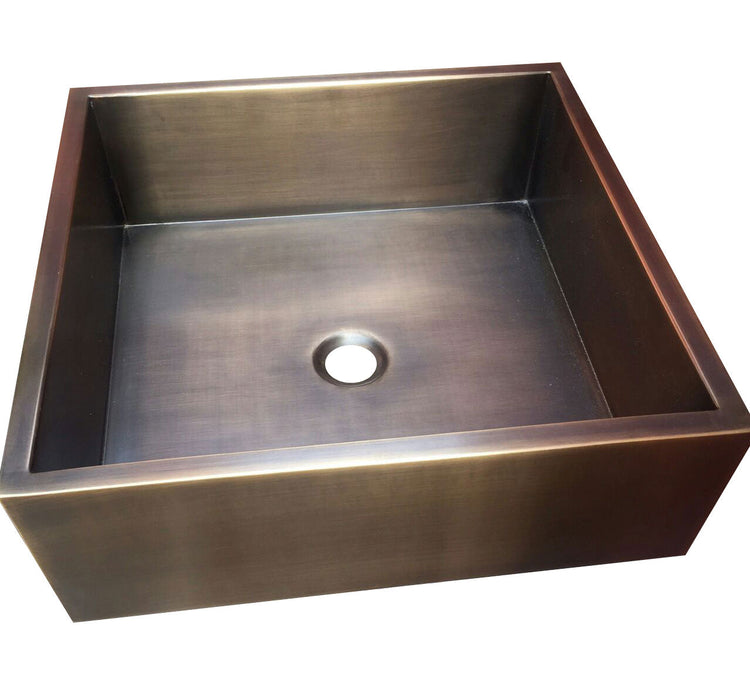 Square Double Wall Antique Brass Sink