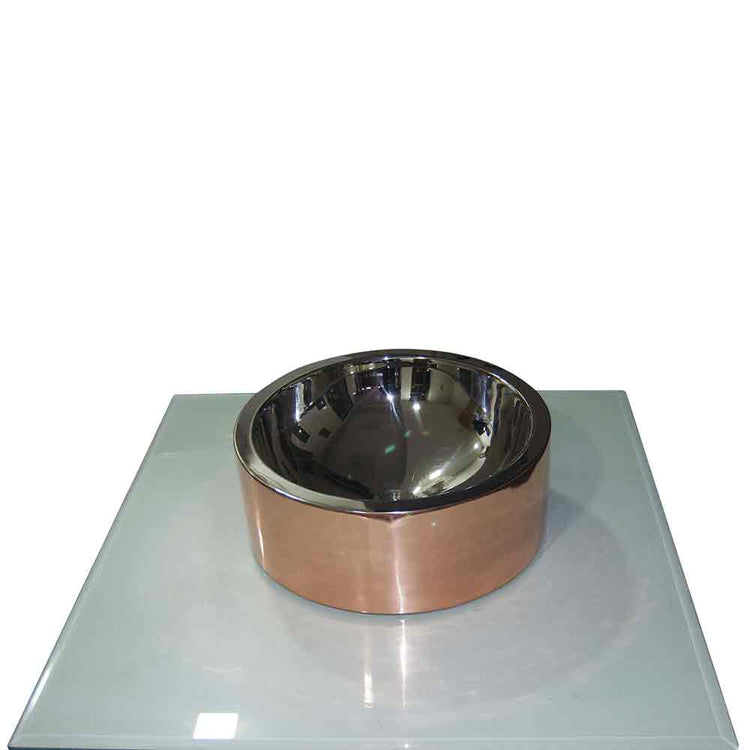 Double Wall Copper Sink Nickel Inside Shiny Copper Outside - Coppersmith Creations