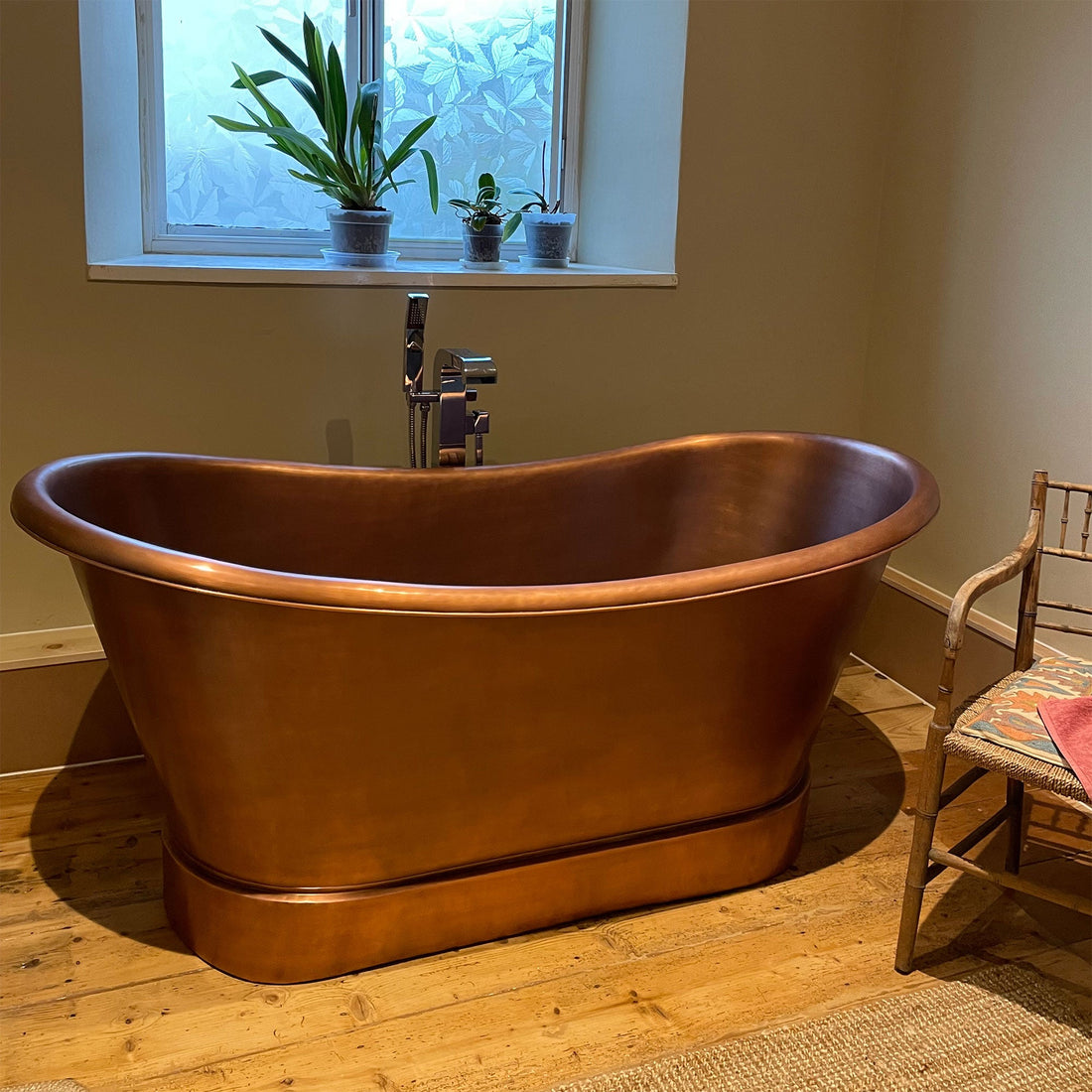 Smooth Double Slipper Copper Bathtub