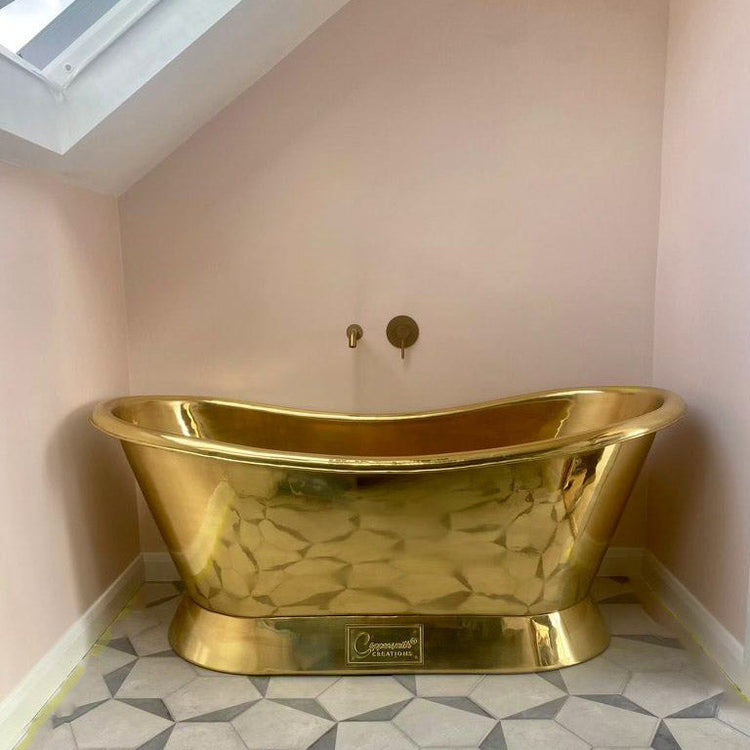 Slanting Base Brass Bathtub Polished Full Brass Finish