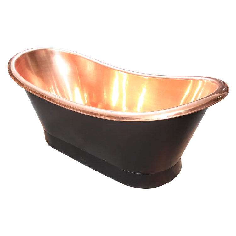 Roll Top Copper Bathtub Inside Polish Copper Outside Black