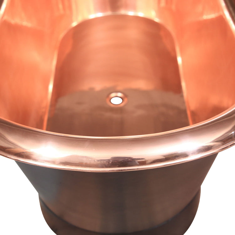 Roll Top Copper Bathtub Inside Polish Copper Outside Black